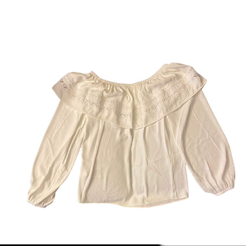 White House Black Market Off the Shoulder White Blouse, Size XXS - Picture 6 of 9